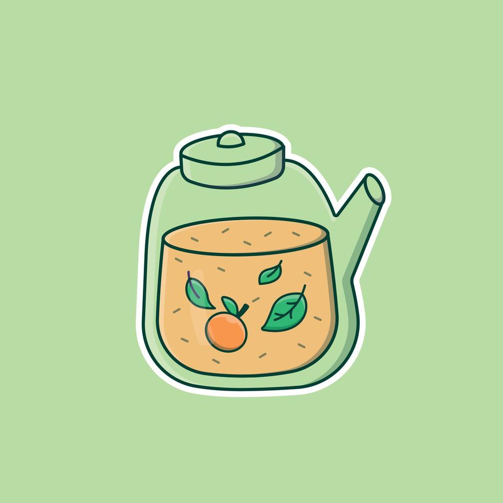 carino cartone animato tè con mandarino nel vettore illustrazione. isolato bevanda vettore. piatto cartone animato stile