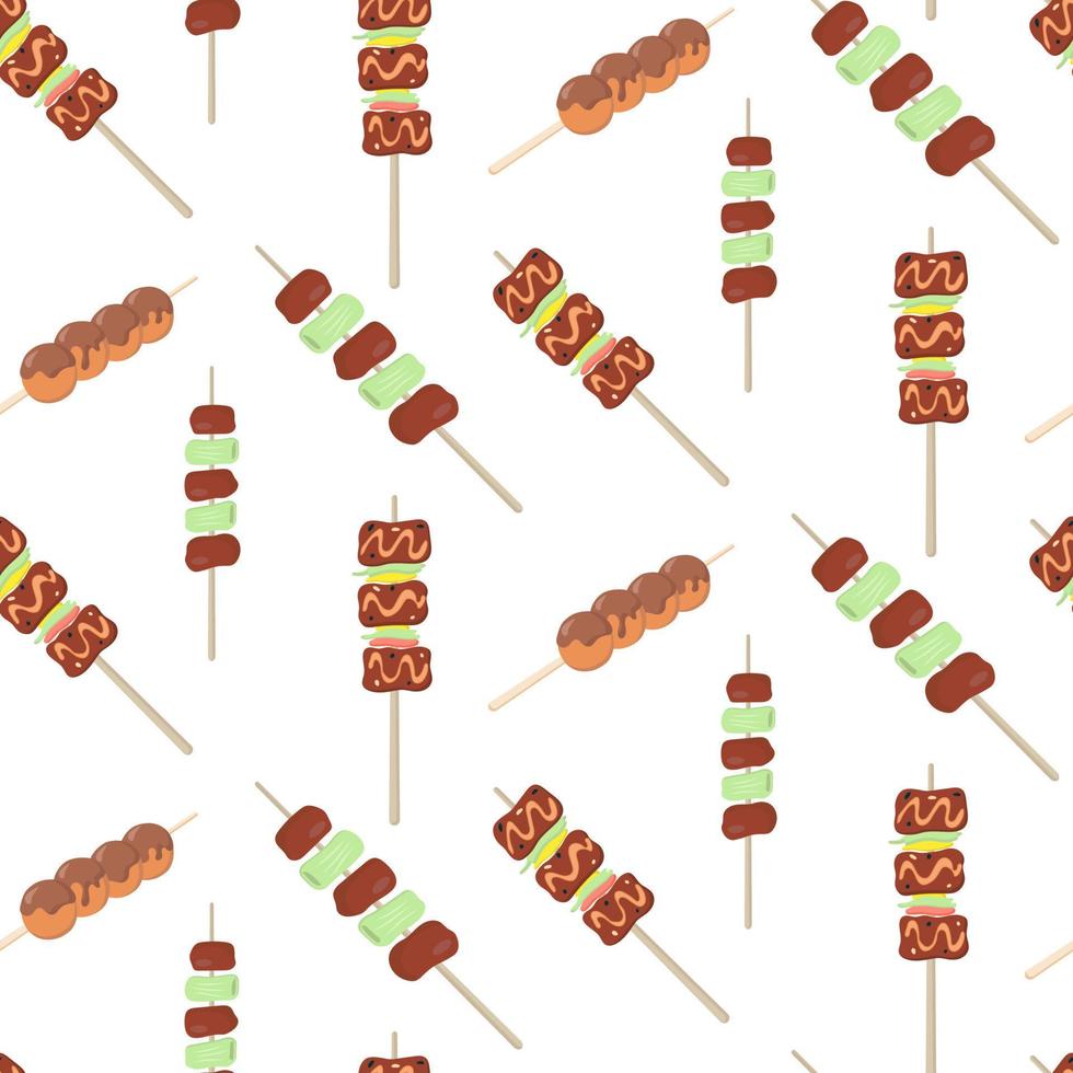 senza soluzione di continuità modello con yakitori e dango. vettore illustrazione