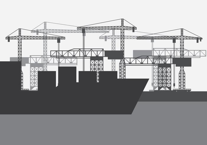 Orizzonte del porto del cantiere navale vettore