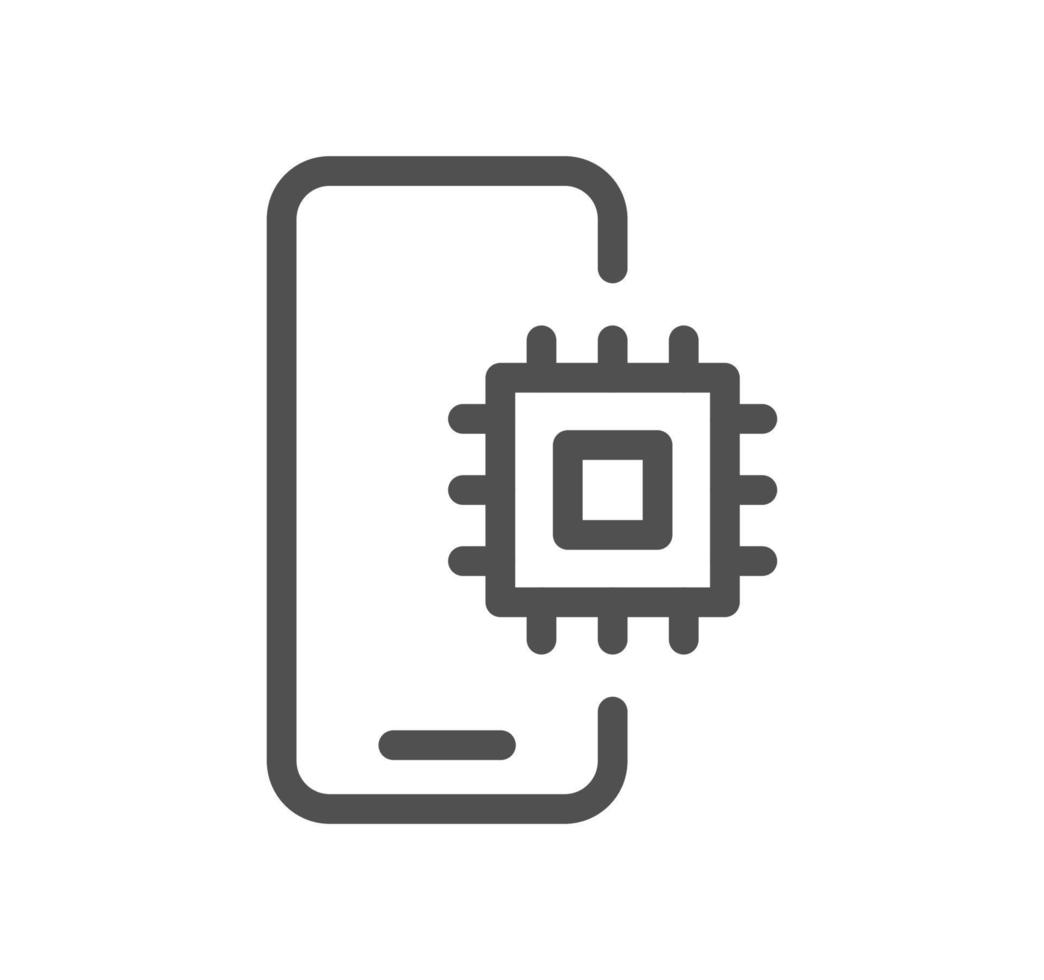 mobile applicazioni e tecnologia icona schema e lineare vettore. vettore