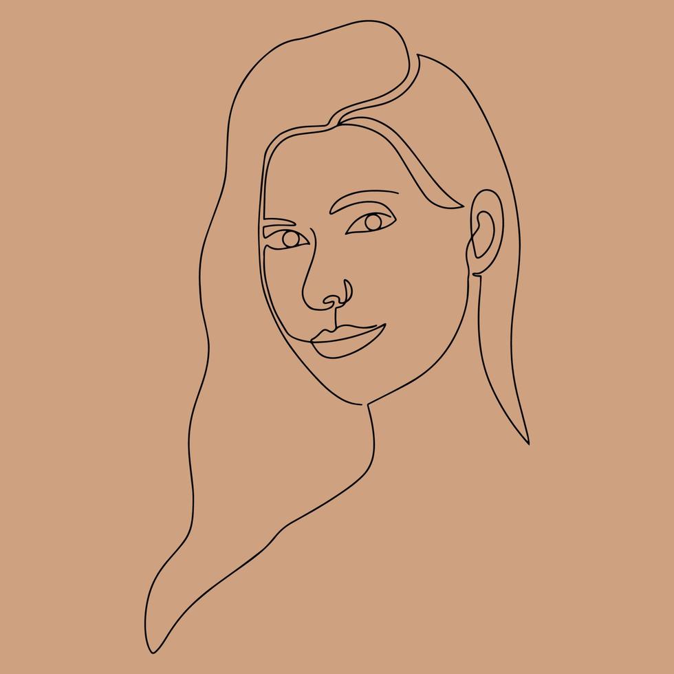 vettore disegnato a mano illustrazione nel il stile di lineare arte. ritratto di un' bellissimo ragazza. un elegante ragazza con lungo capelli. un' leggero dolce sfondo elemento per il tuo design.