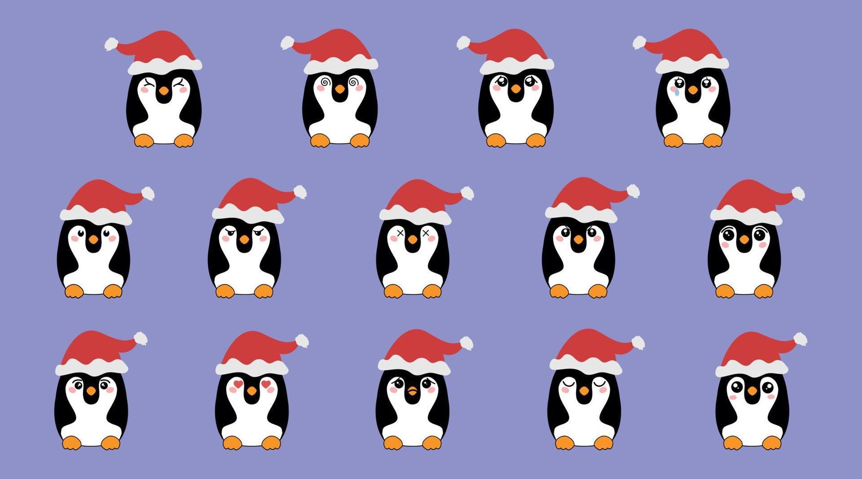 carino pinguini nel il stile di kawaii. un' simbolo di freddo inverno. antartico uccello, animale illustrazione vettore