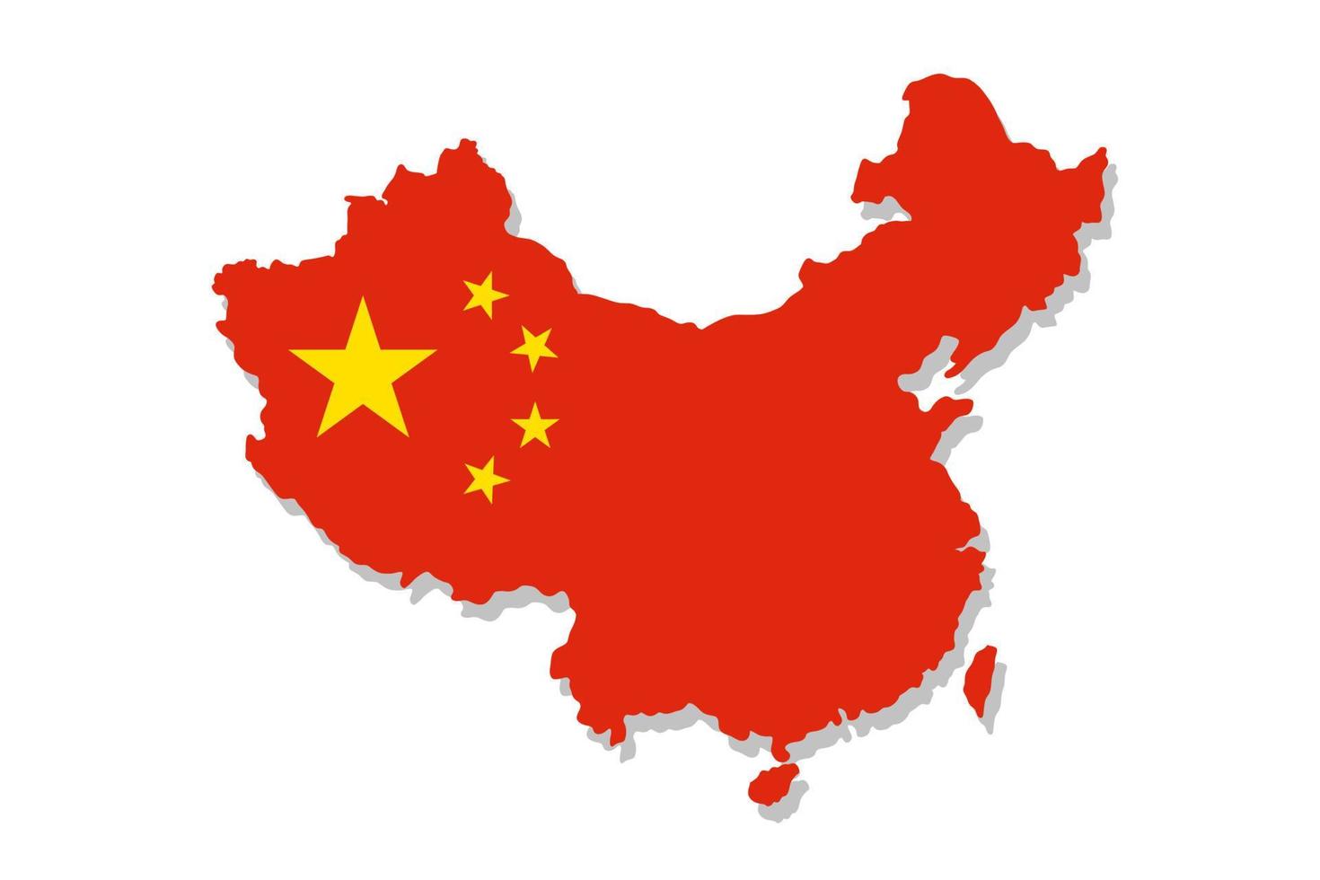 Cina carta geografica. Cina carta geografica silhouette. Cina carta geografica con bandiera vettore illustrazione.