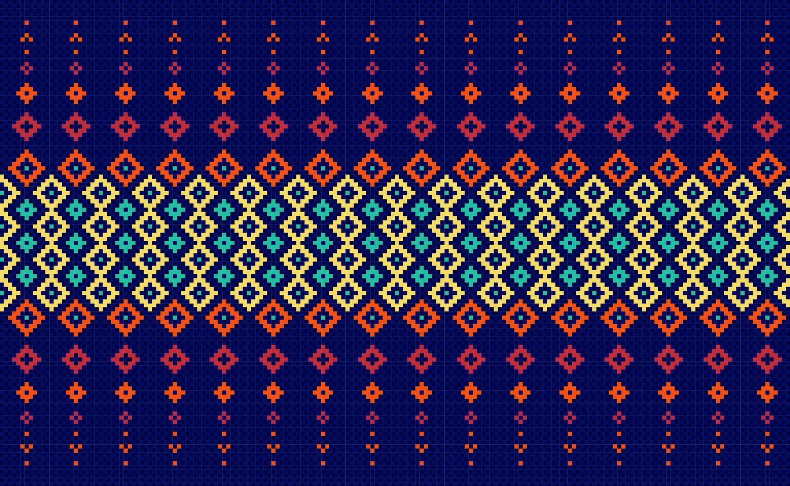 pixel etnico modello, vettore ricamo ornamentale sfondo, geometrico attraversare punto antico stile