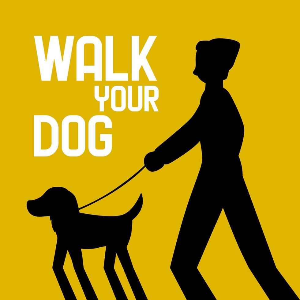 camminare il tuo cane mese evento. persone a piedi con un' cane vettore