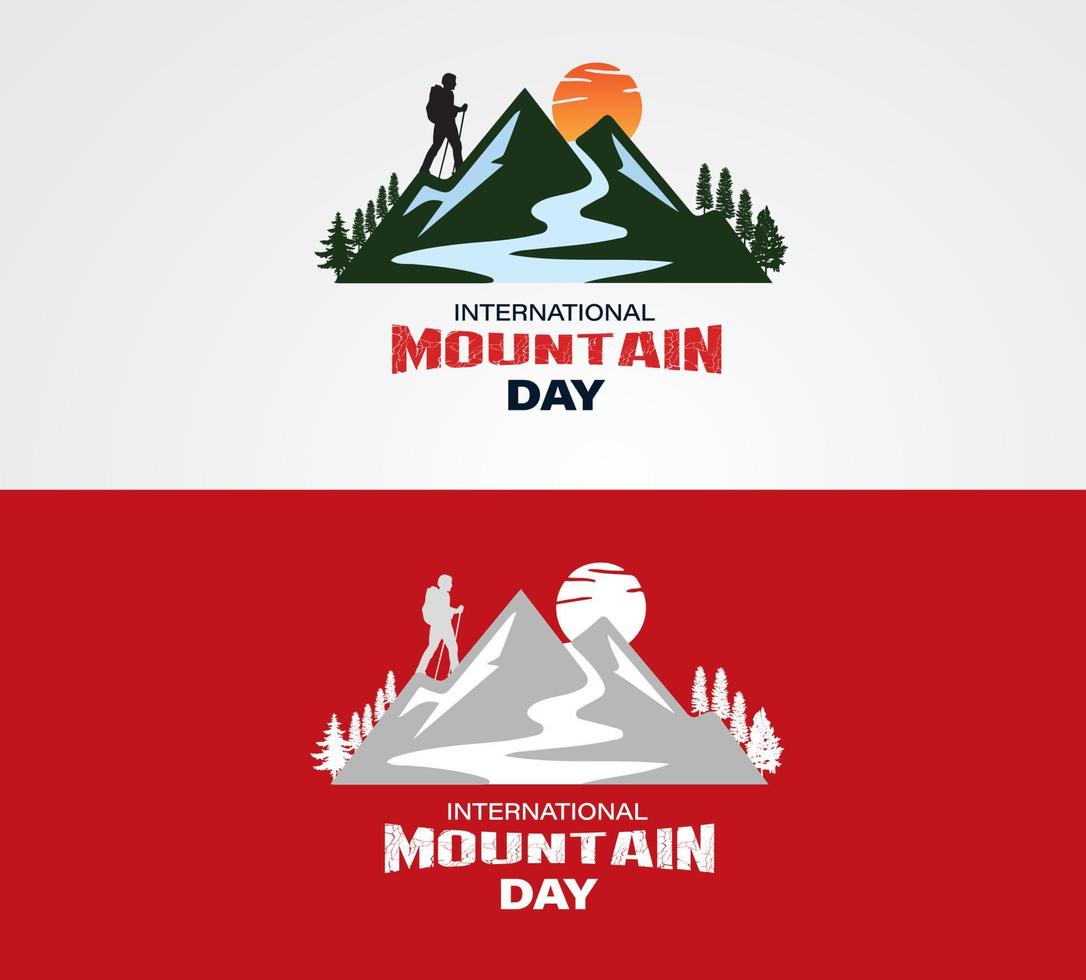 internazionale montagna giorno. montagna creativo concetto. adatto per saluto carta, manifesto e striscione. vettore illustrazione.