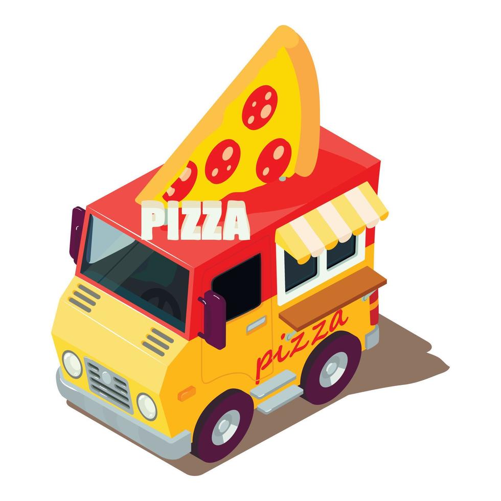Pizza macchina icona, isometrico stile vettore