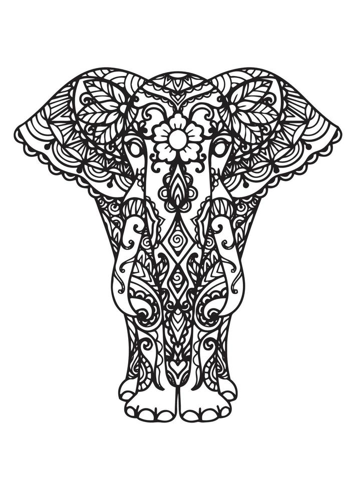 elefante mandala colorazione pagina vettore
