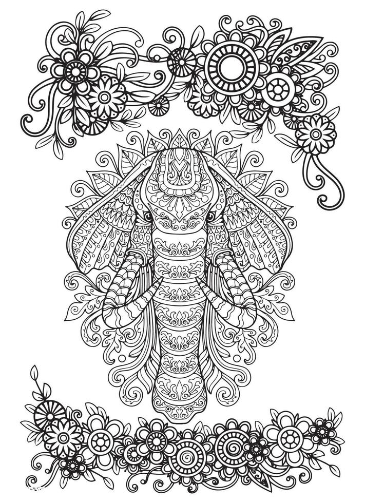 elefante mandala colorazione pagina vettore