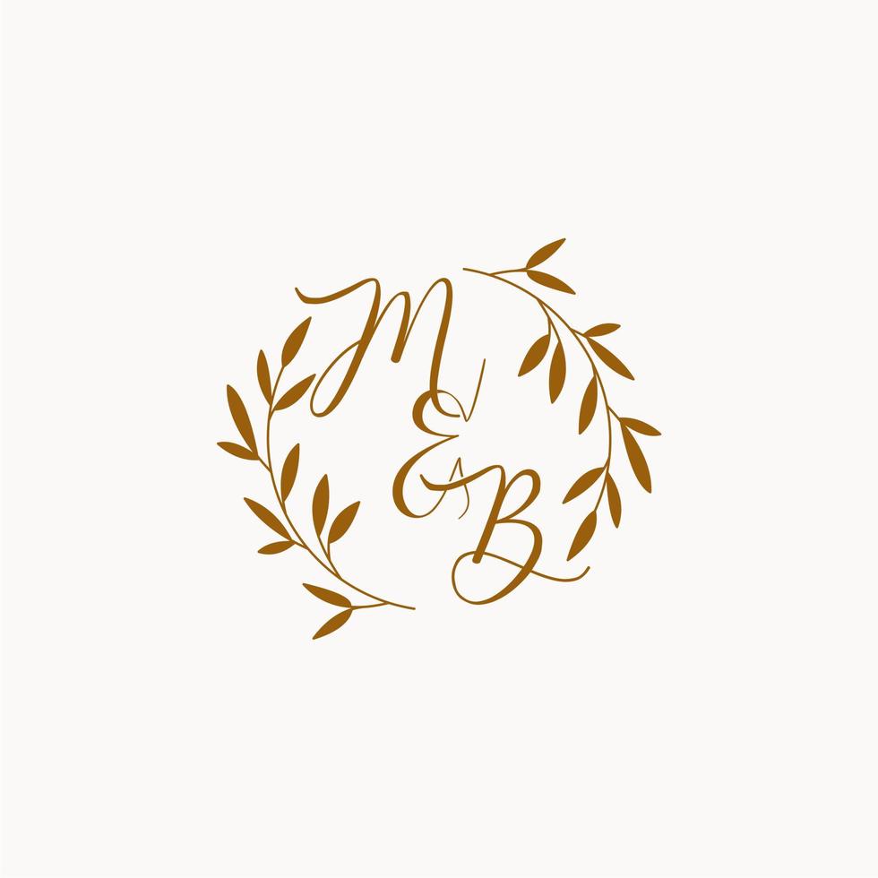 logo del monogramma iniziale del matrimonio mb vettore