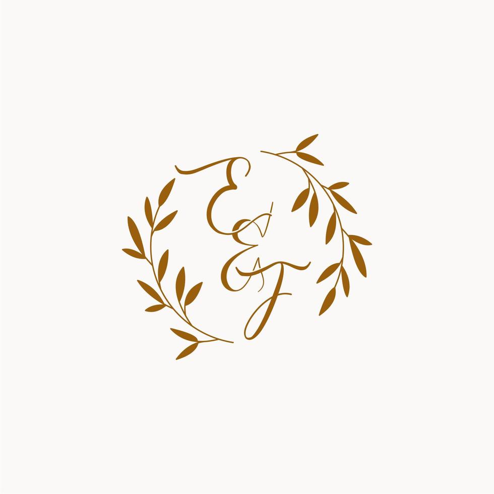 logo del monogramma iniziale del matrimonio ef vettore
