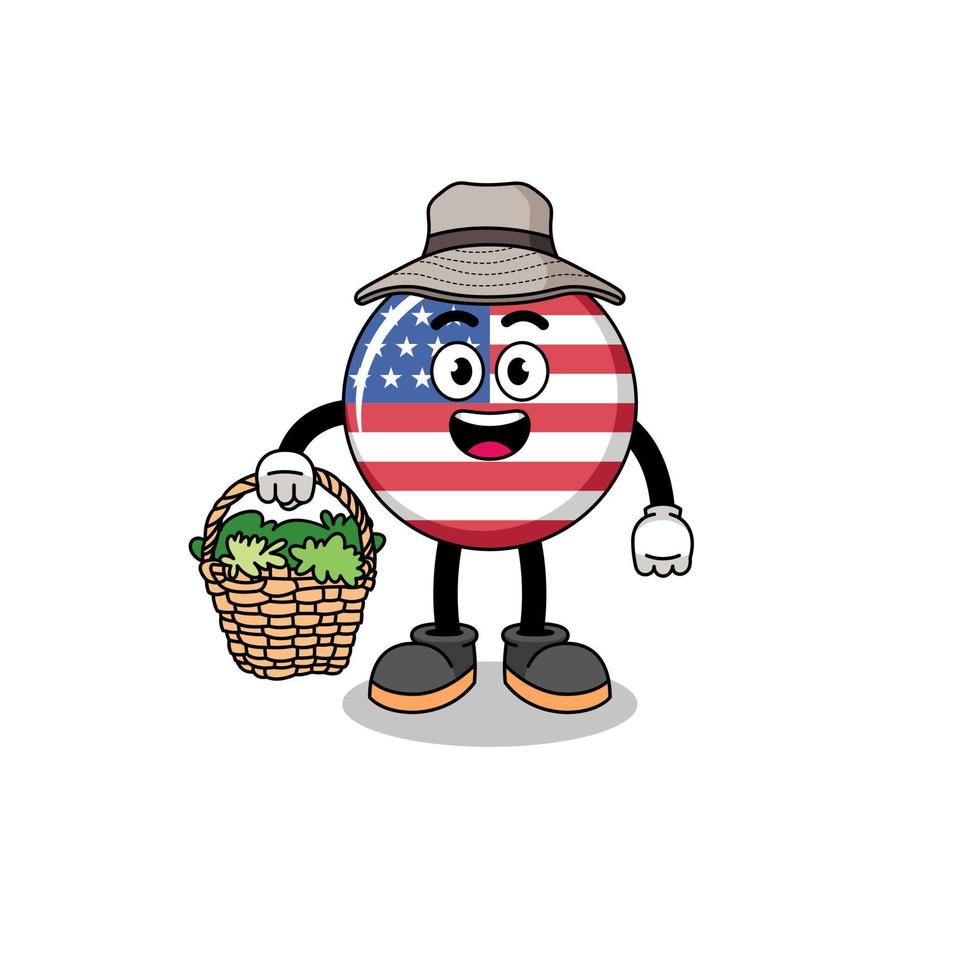 personaggio illustrazione di unito stati bandiera come un' erborista vettore