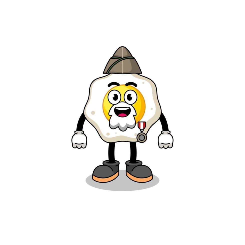 personaggio cartone animato di fritte uovo come un' veterano vettore