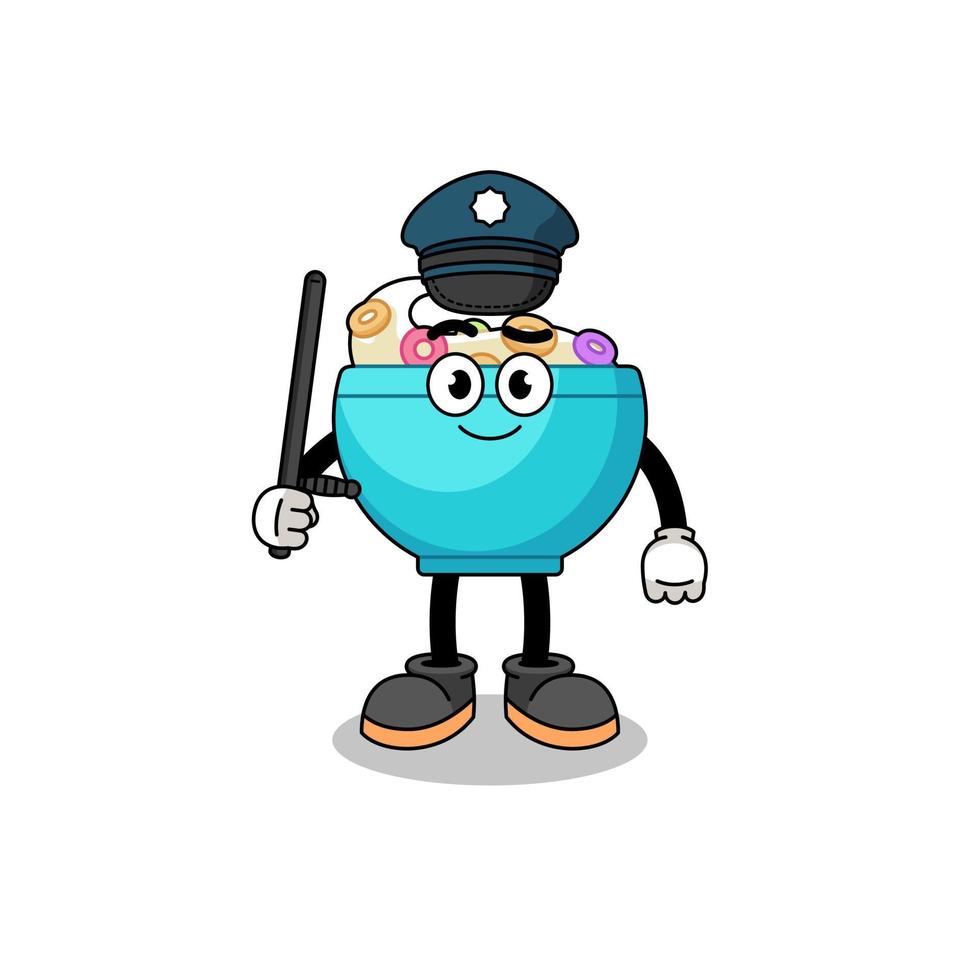 cartone animato illustrazione di cereale ciotola polizia vettore
