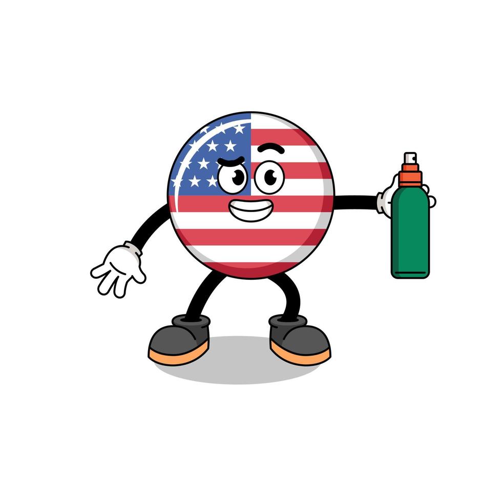 unito stati bandiera illustrazione cartone animato Tenere zanzara repellente vettore