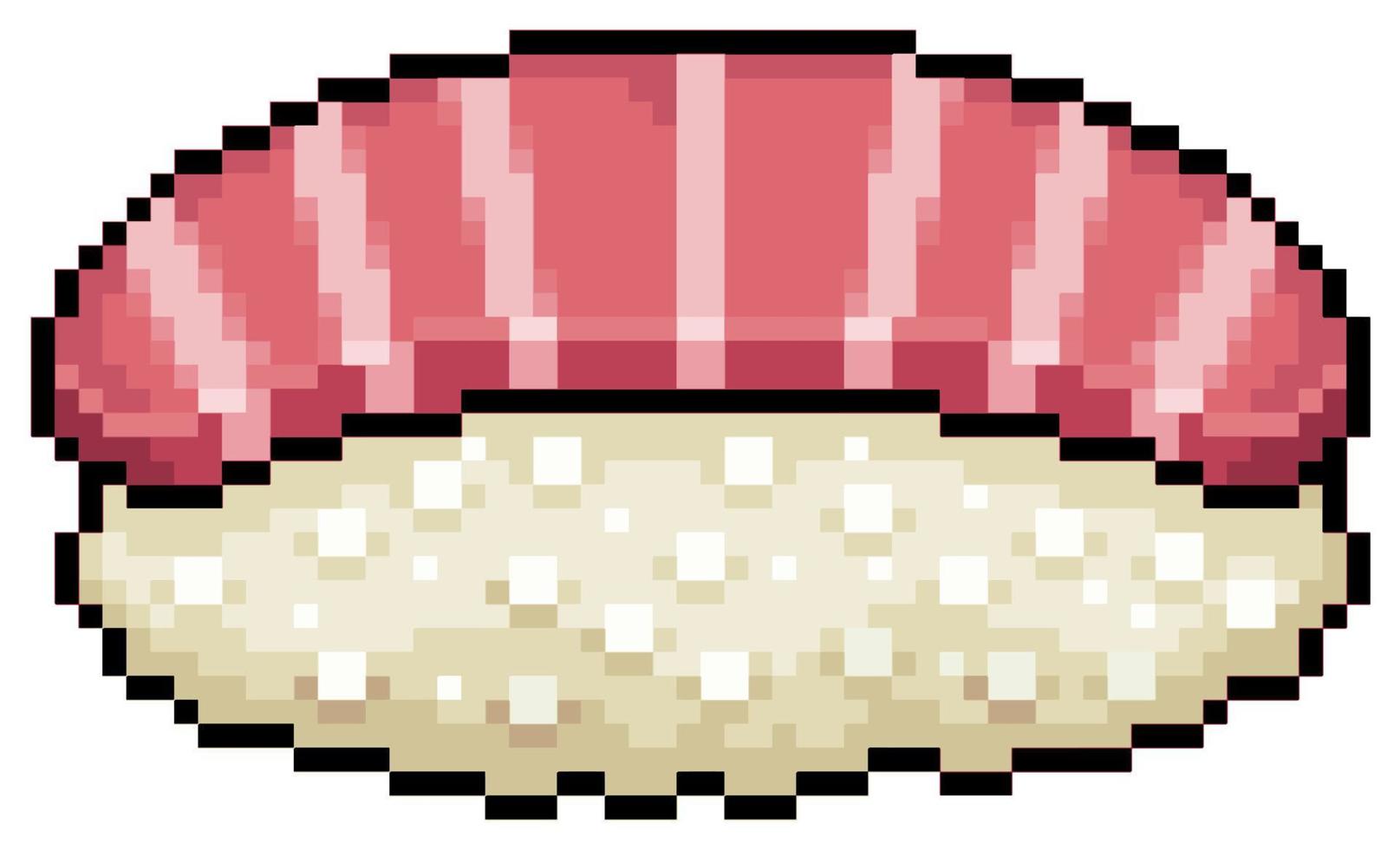 pixel arte maguro nigiri Sushi giapponese cibo vettore icona per 8 bit gioco su bianca sfondo