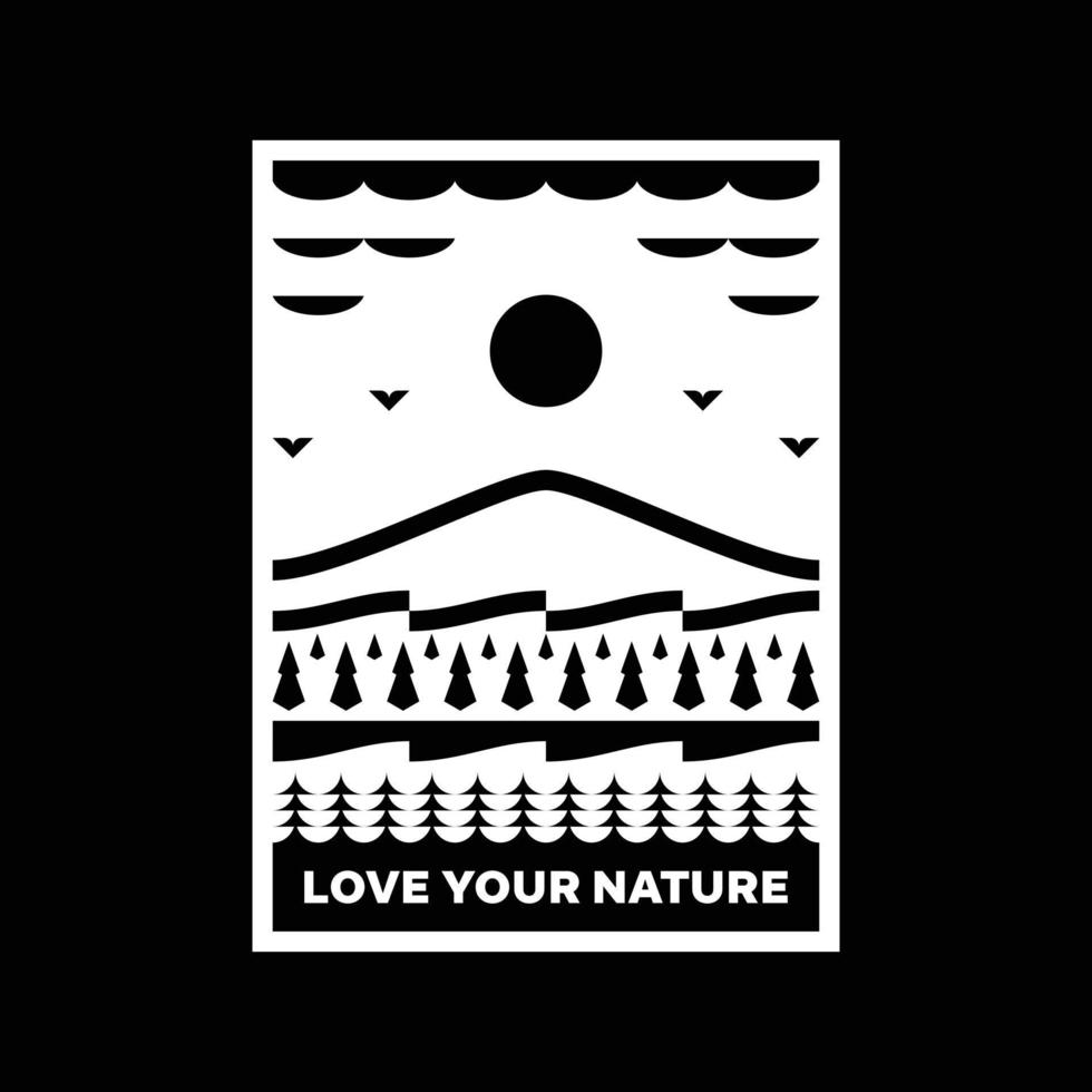 amore il tuo natura montagna paesaggio logo distintivo design vettore