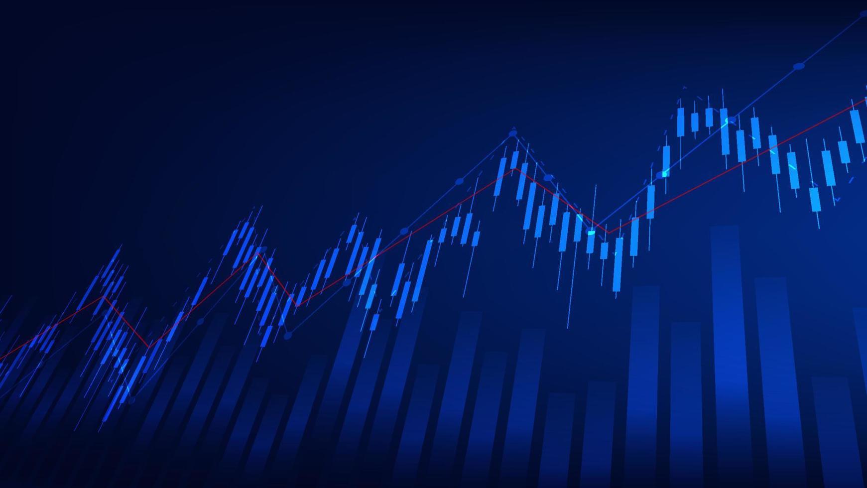 economia e finanza concetto. finanziario attività commerciale investimento statistica con azione mercato candelieri e bar grafico su blu sfondo vettore