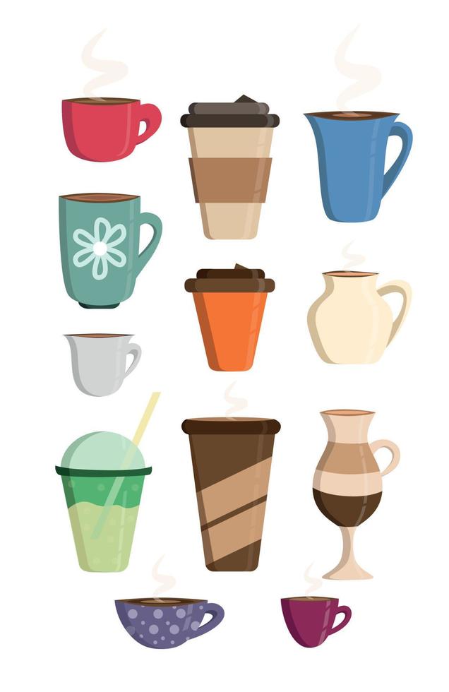 delizioso caffè carta tazza icona tazza boccale caldo cioccolato latte macchiato tè frullato bevanda vettore illustrazione design
