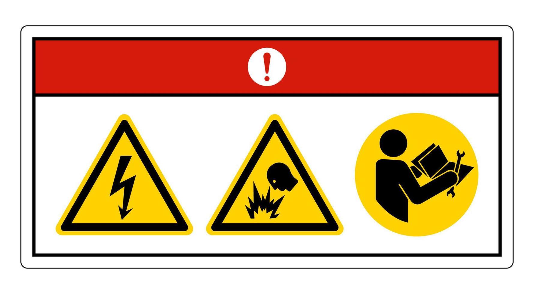Pericolo elettrico shock rischio simbolo cartello su bianca sfondo vettore