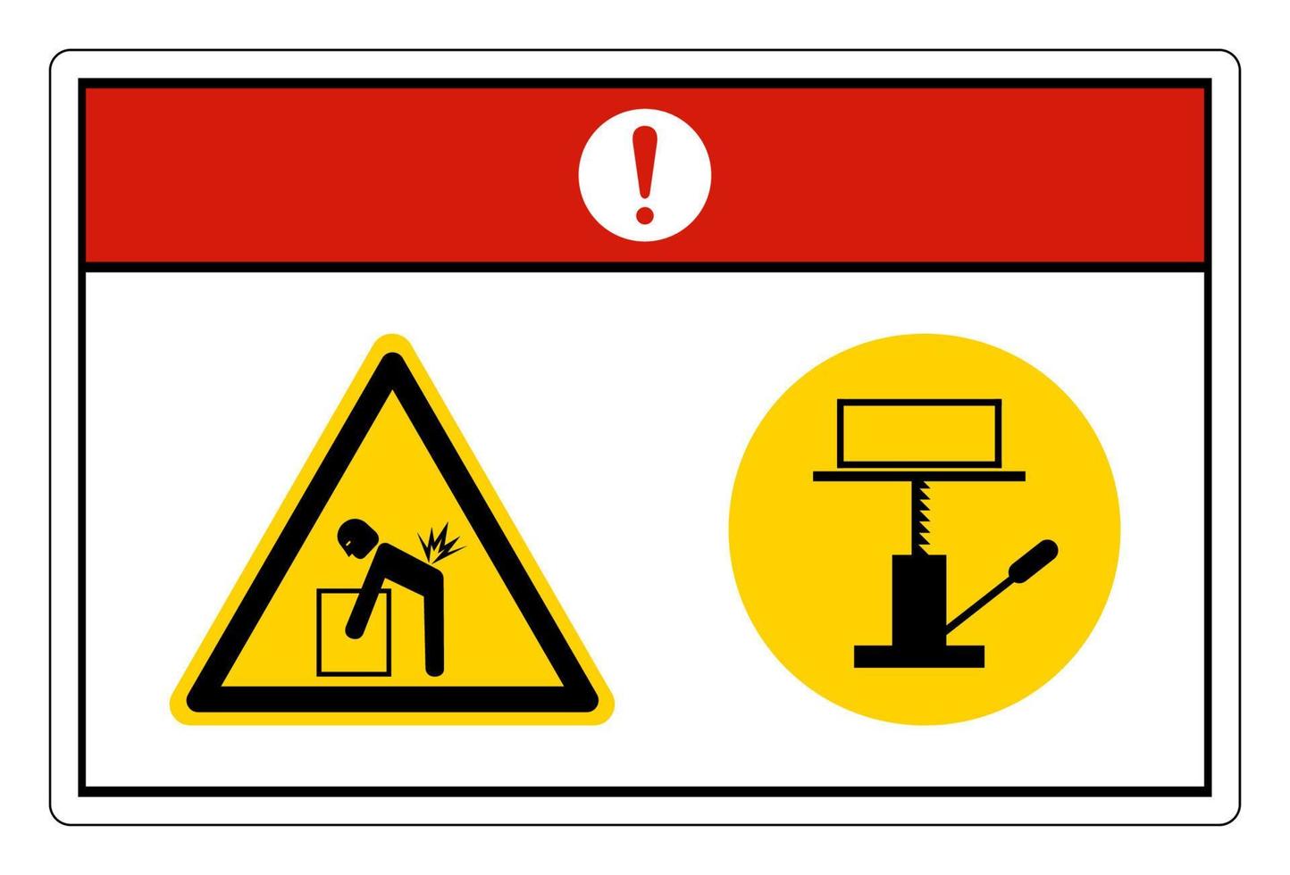 Pericolo sollevamento rischio uso meccanico sollevamento simbolo cartello su bianca sfondo vettore