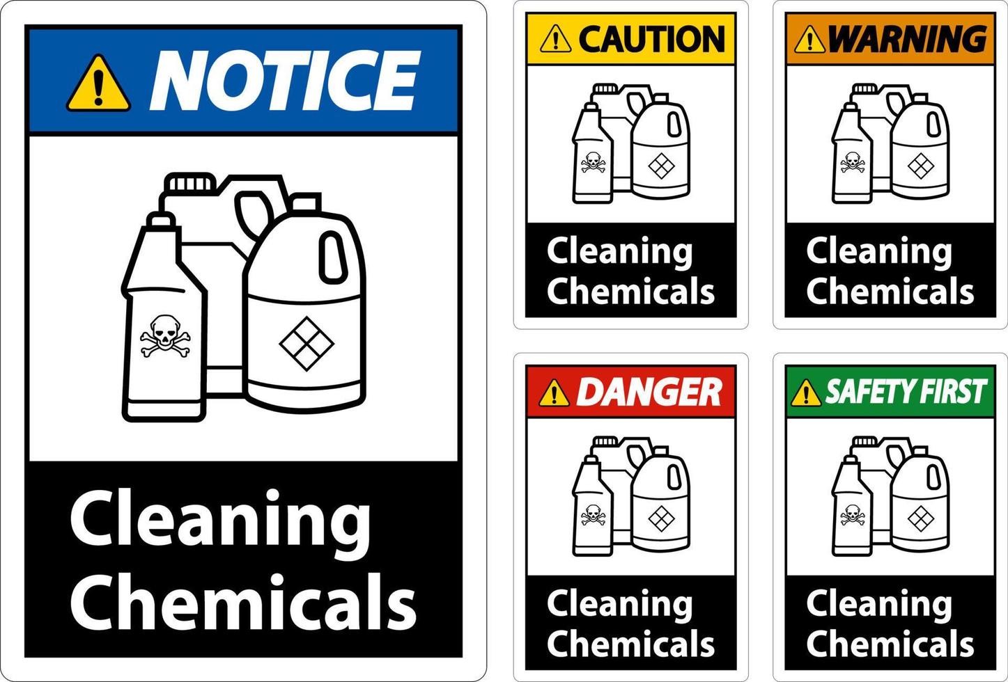 avvertimento cartello pulizia sostanze chimiche cartello su bianca sfondo vettore