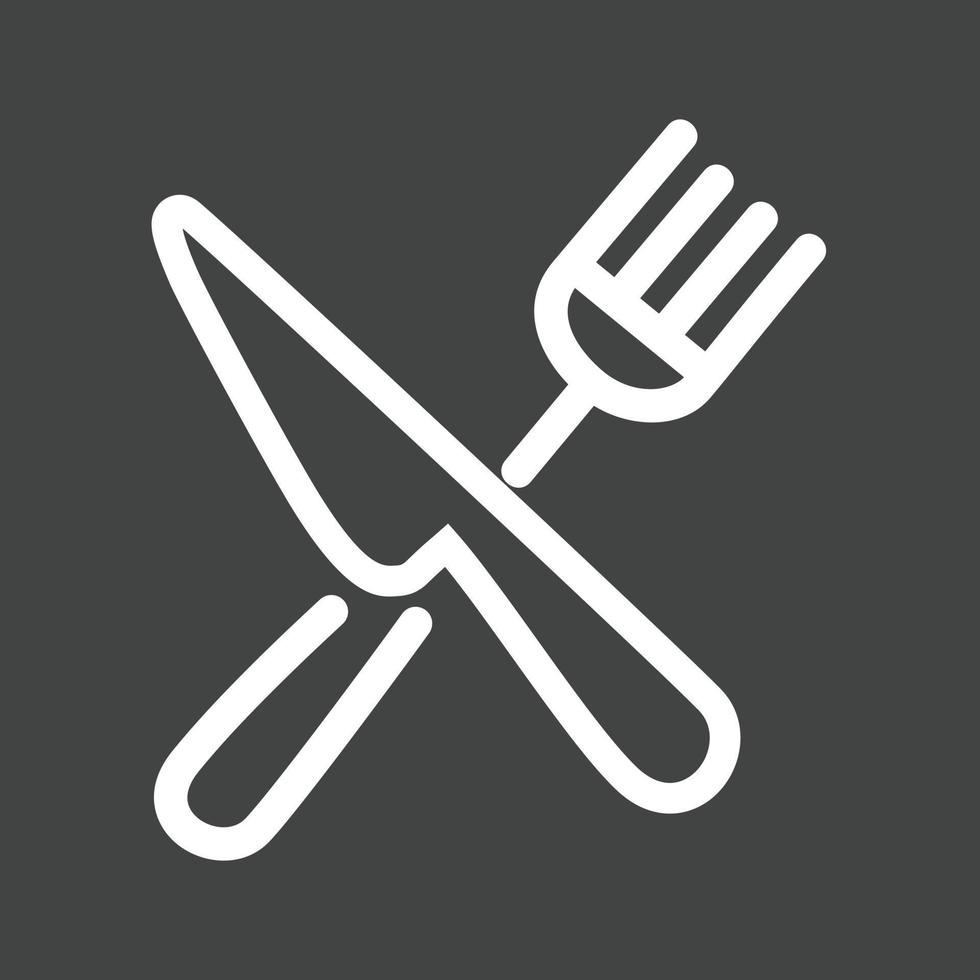 forchetta e coltello linea rovesciato icona vettore