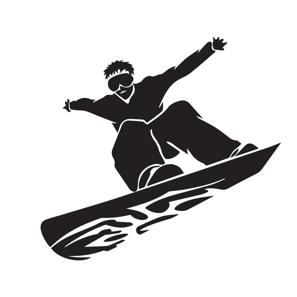 persona equitazione snowboard. snowboarder nel azione vettore illustrazione. estremo inverno gli sport. snowboard emblema. sport club logo. snowboard attrezzatura.