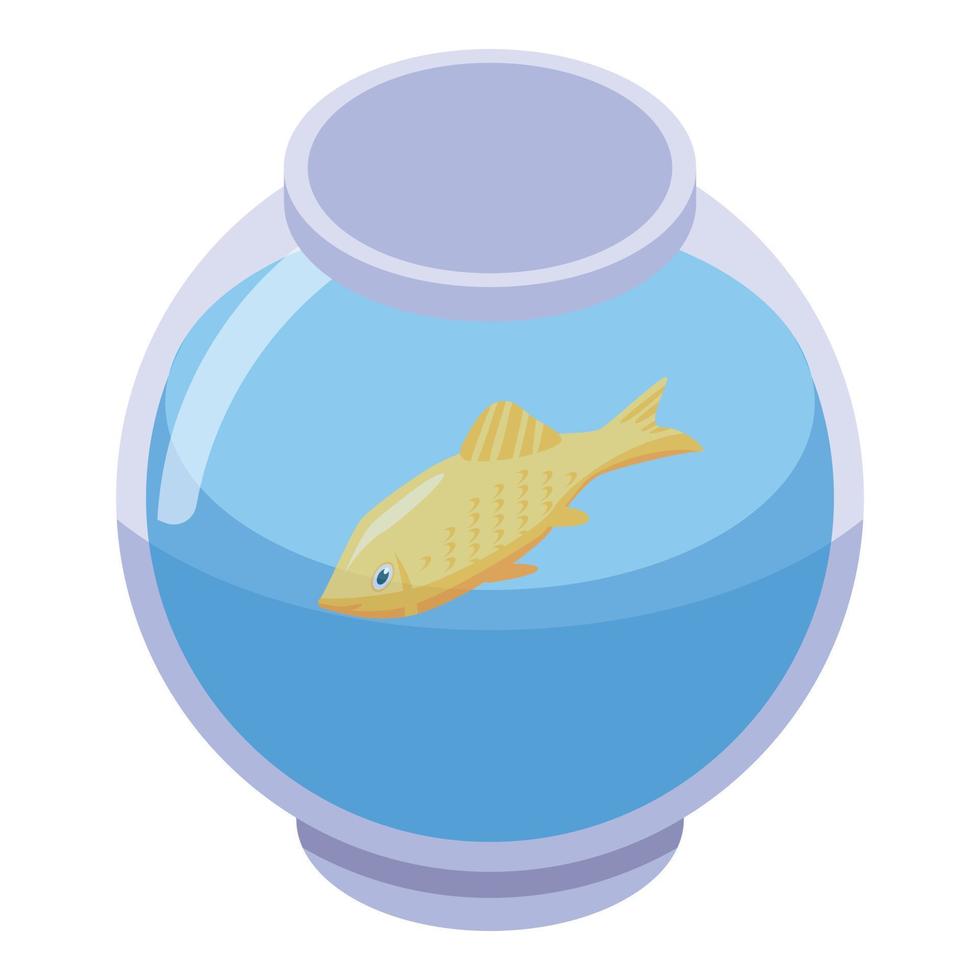 pesce rosso nel il acquario icona, isometrico stile vettore