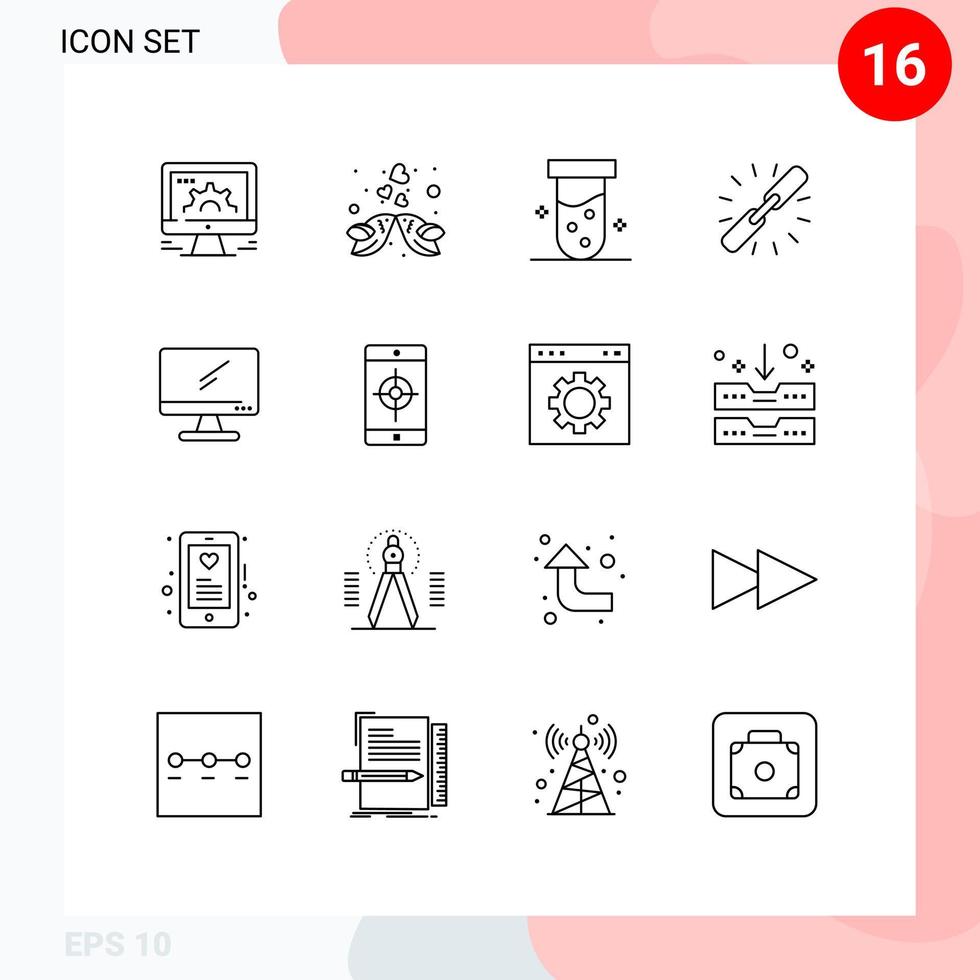 16 universale schema segni simboli di collegamento ipertestuale Collegare amore collegamento test modificabile vettore design elementi