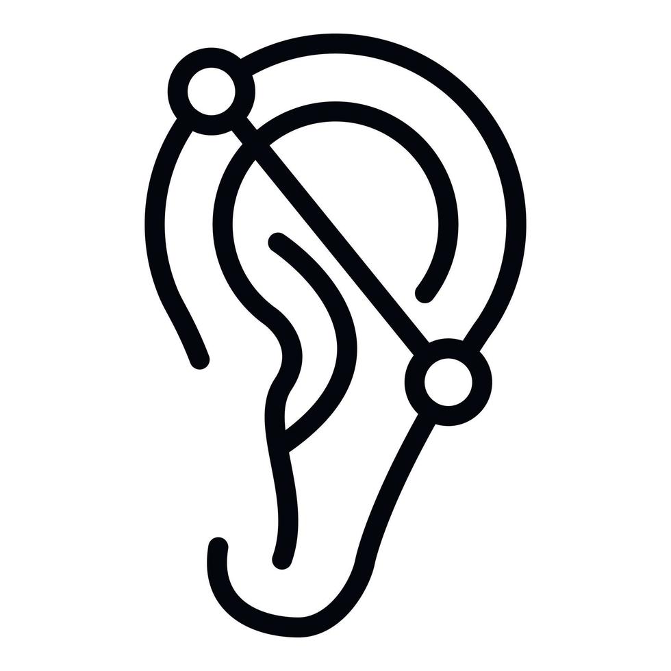 linea orecchio penetrante icona, schema stile vettore