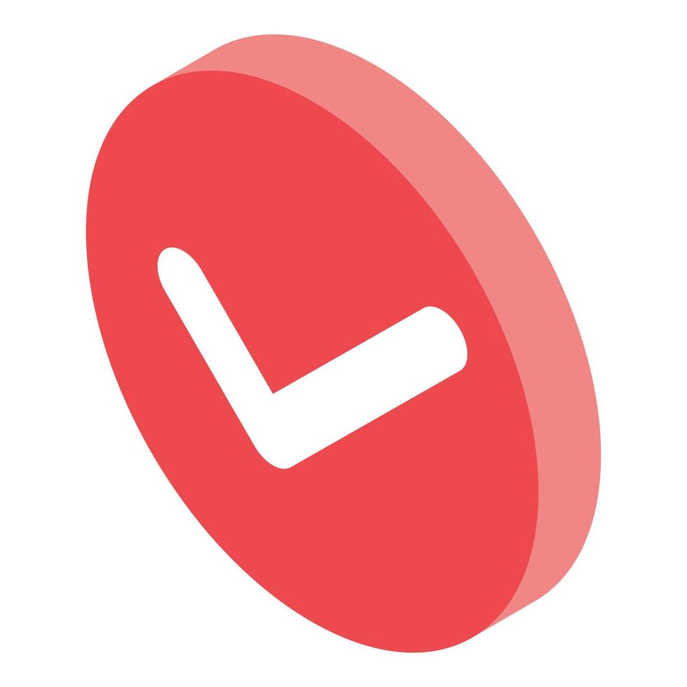 rosso cerchio approvato icona, isometrico stile vettore
