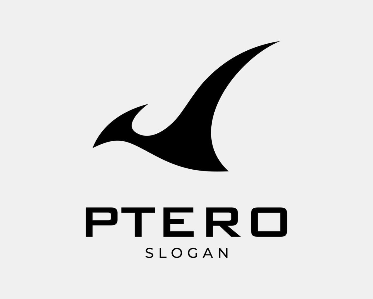 pterosauri Pteranodon pterodattillo dinosauri giurassico piatto silhouette volare astratto vettore logo design