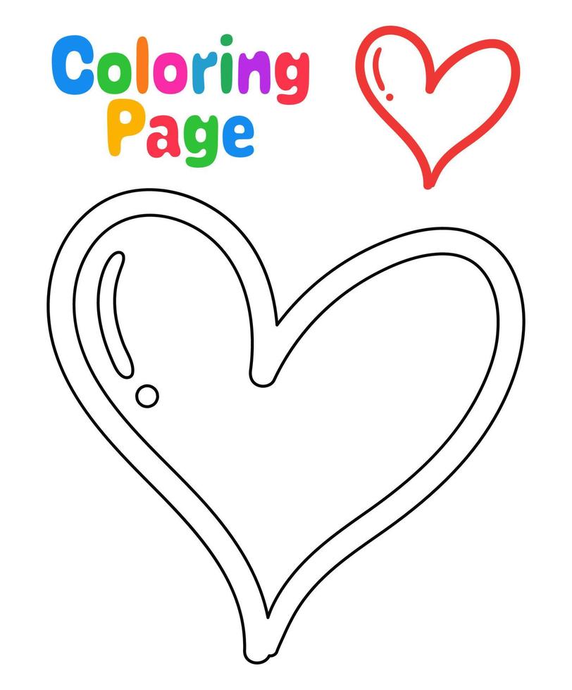 colorazione pagina con cuore per bambini vettore