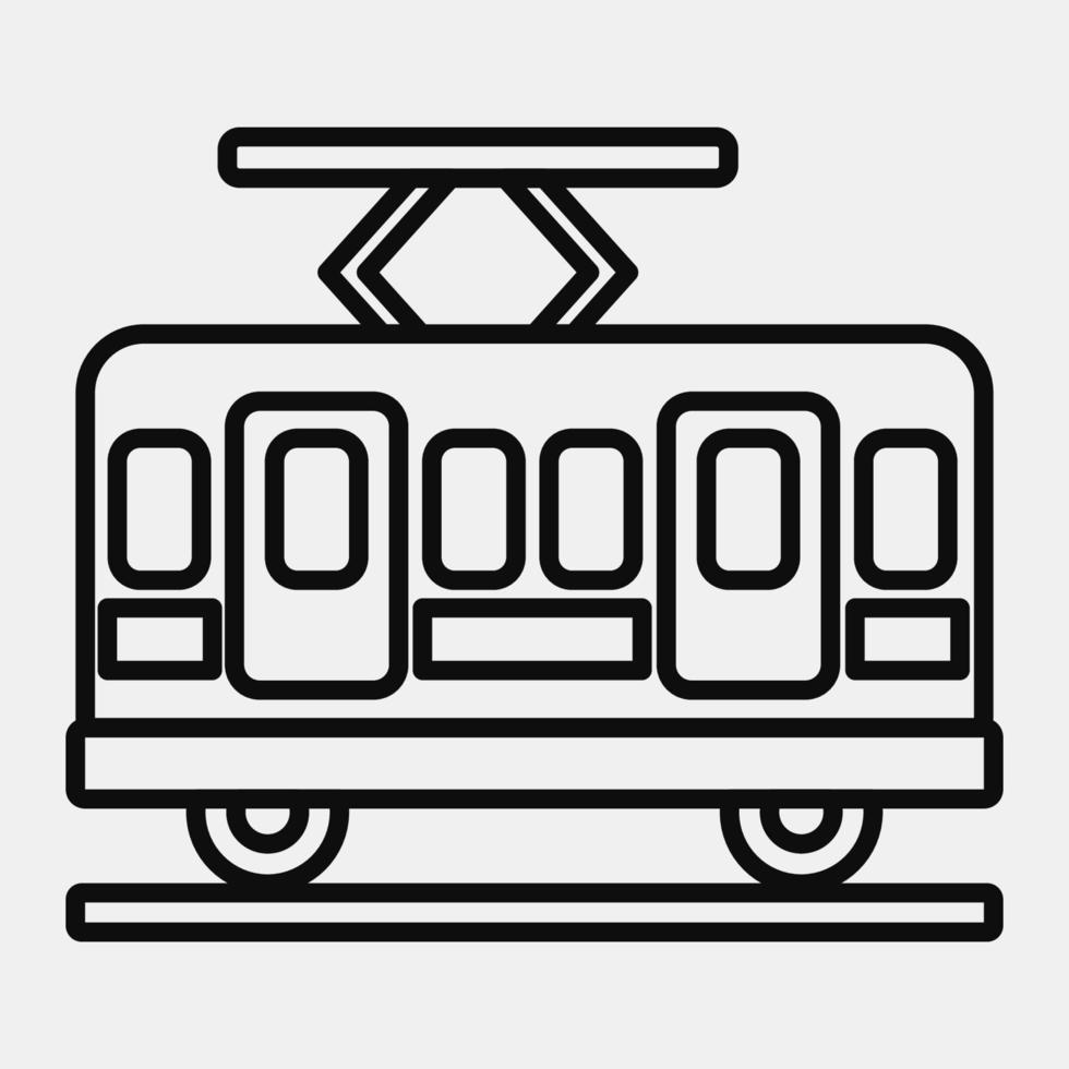 icona tram. mezzi di trasporto elementi. icone nel linea stile. bene per stampe, manifesti, logo, cartello, annuncio, eccetera. vettore