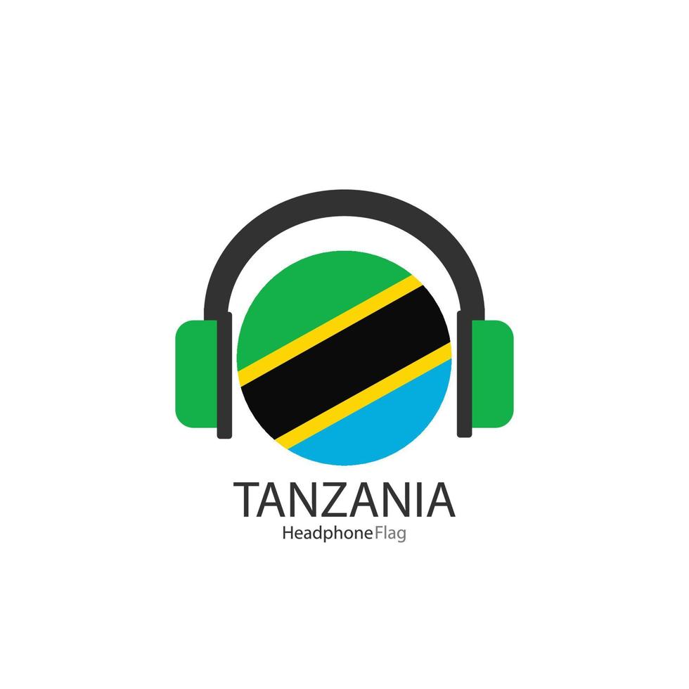 Tanzania cuffie bandiera vettore su bianca sfondo.