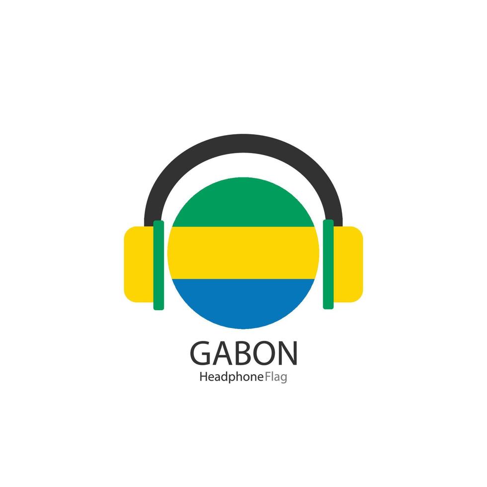 Gabon cuffie bandiera vettore su bianca sfondo.