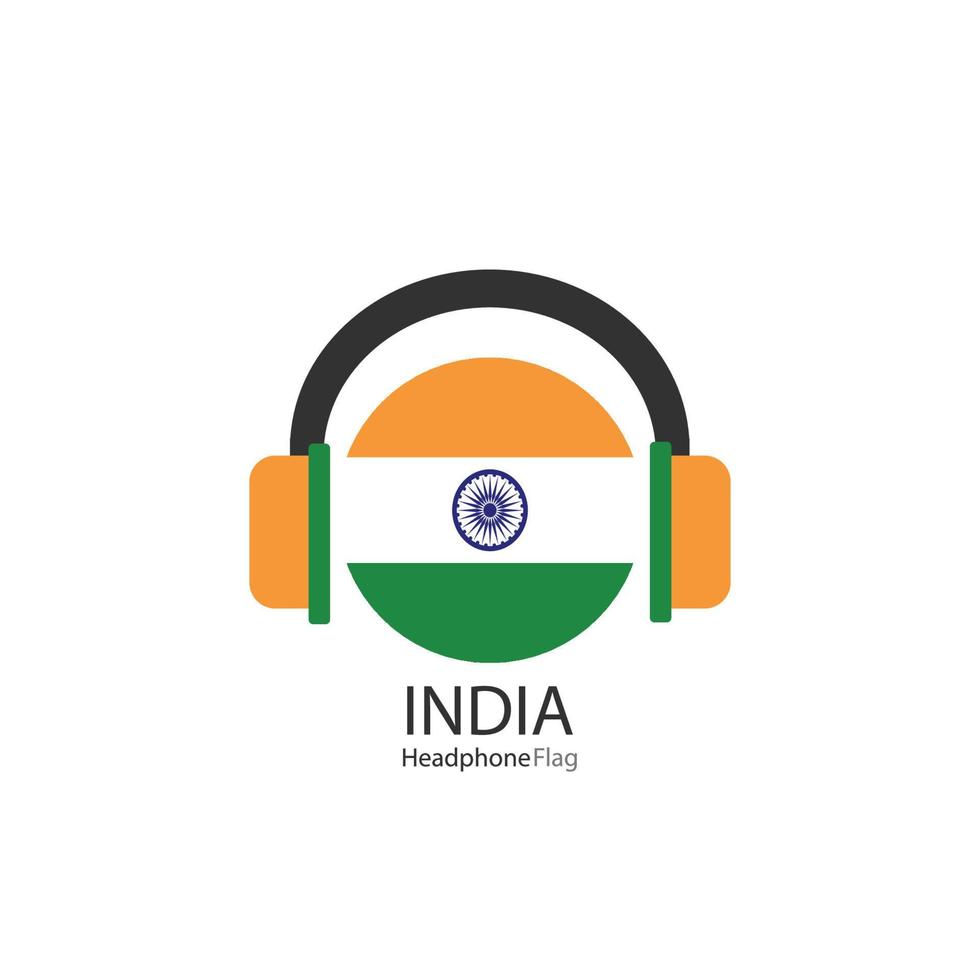 India cuffie bandiera vettore su bianca sfondo.
