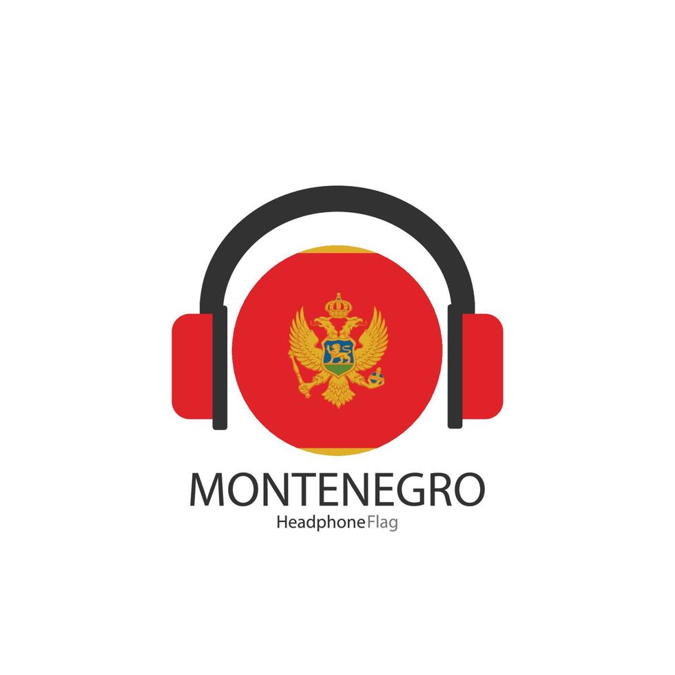 montenegro cuffie bandiera vettore su bianca sfondo.