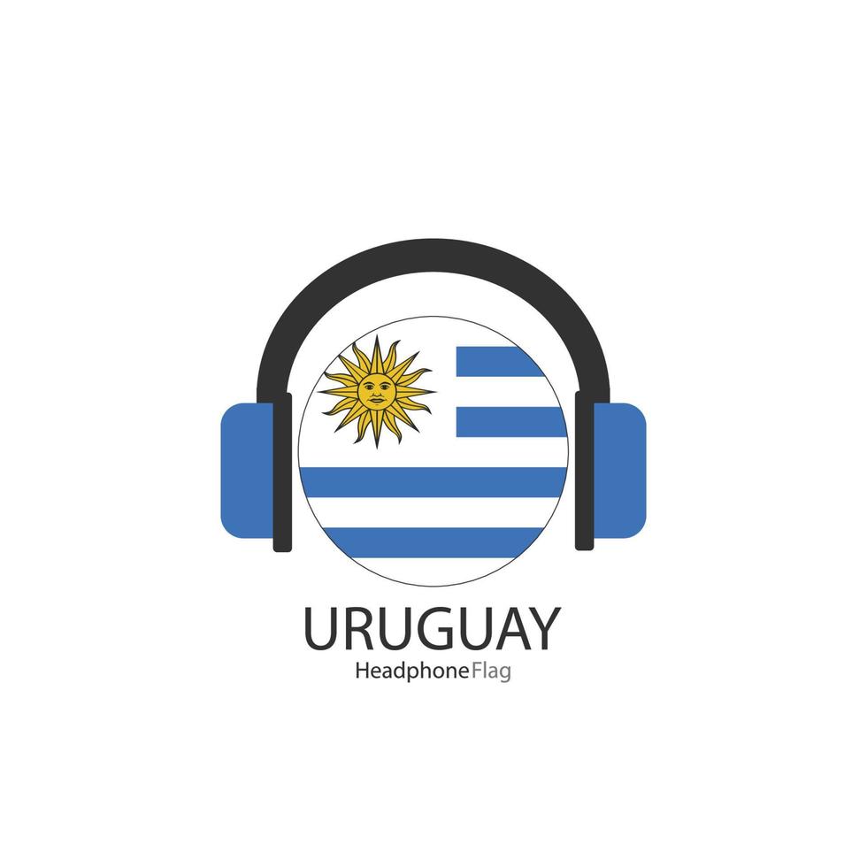 Uruguay cuffie bandiera vettore su bianca sfondo.
