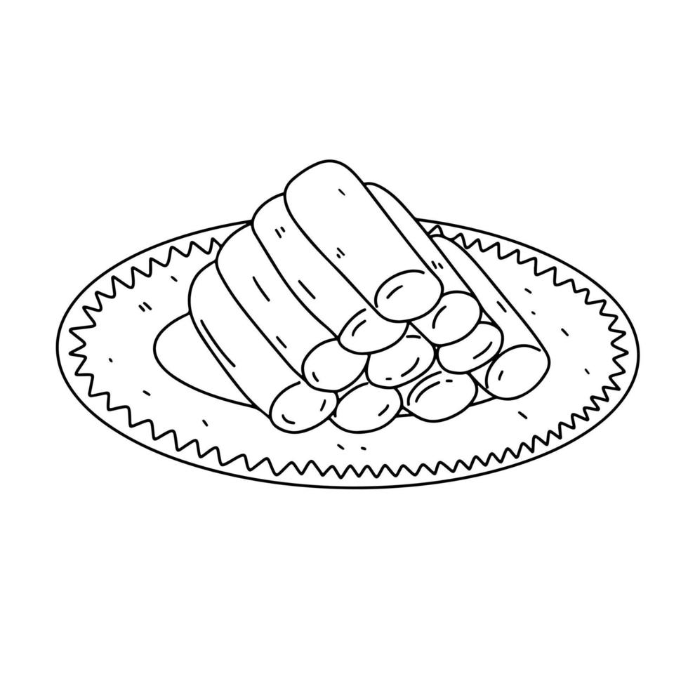 fritte latte nel mano disegnato scarabocchio stile. Cinese tradizionale piatto. vettore