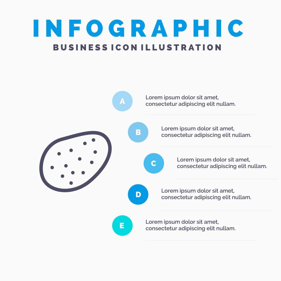 Patata cibo linea icona con 5 passaggi presentazione infografica sfondo vettore