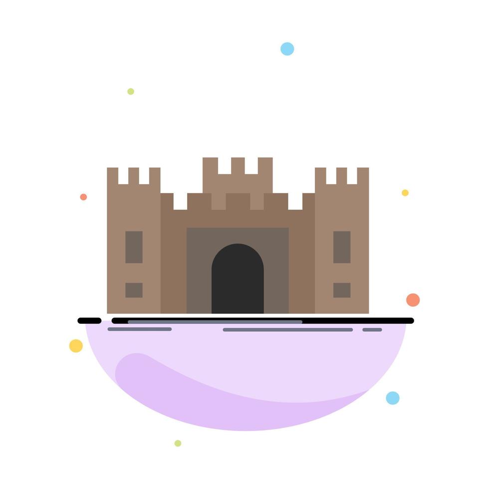 castello difesa forte fortezza punto di riferimento piatto colore icona vettore