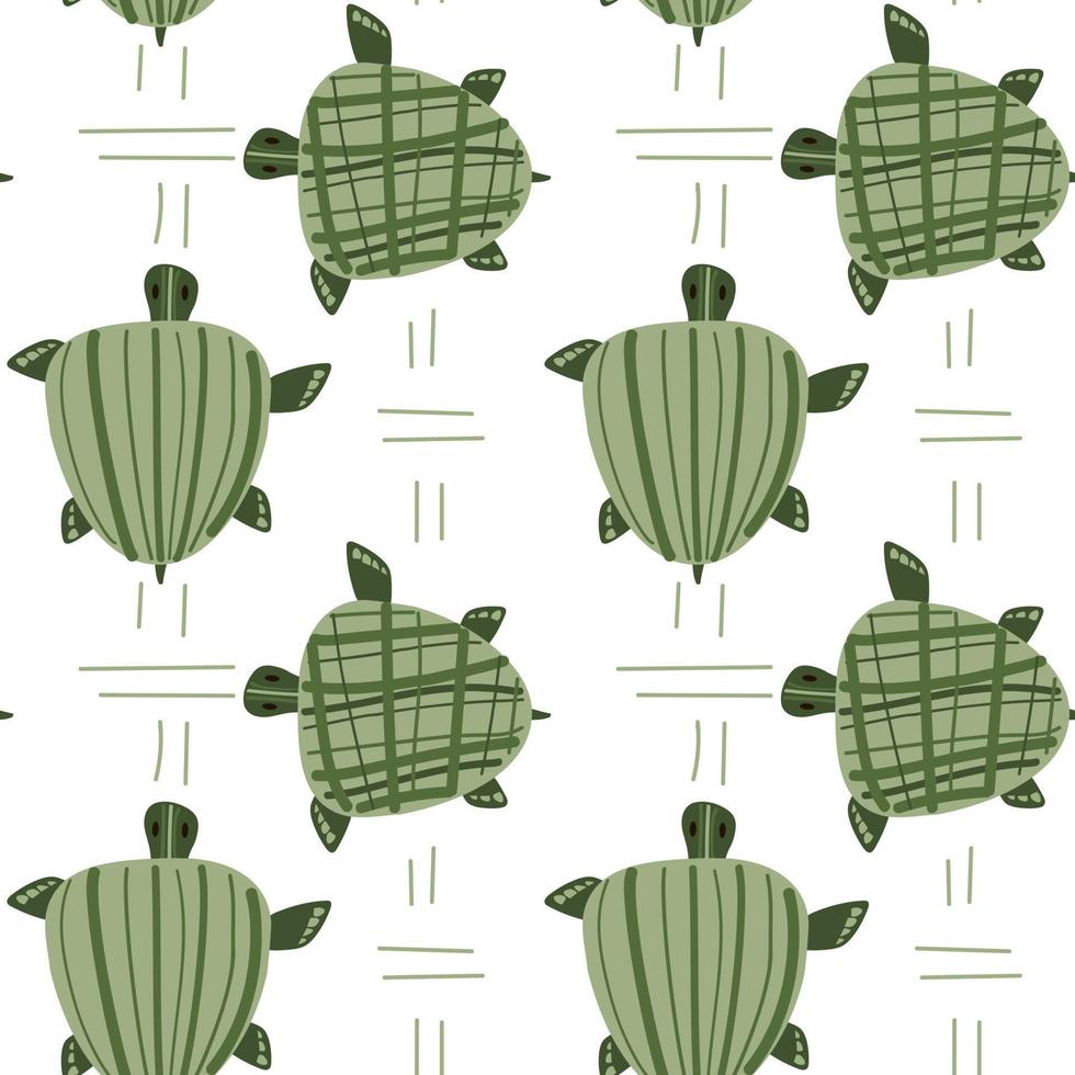 sfondo con mare tartarughe e struttura su un' verde guscio. figli di illustrazione. marino illustrazione nel figli di stile nel verde colore schema. adatto per stampa su tessile e carta. vettore