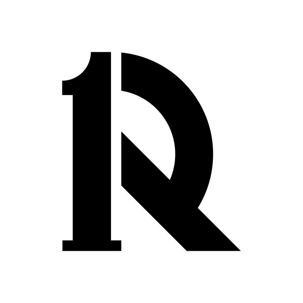 numero 1 e lettera r logo design vettore