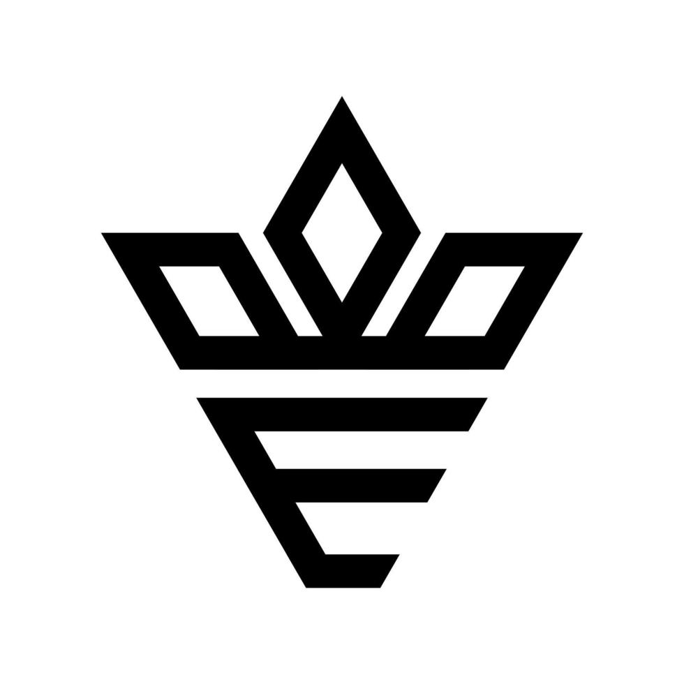 lettera e con design del logo della corona vettore