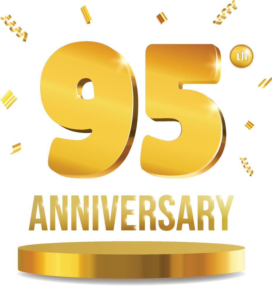 contento anniversario celebrazione 3d numeri d'oro composizione 95 anni vettore