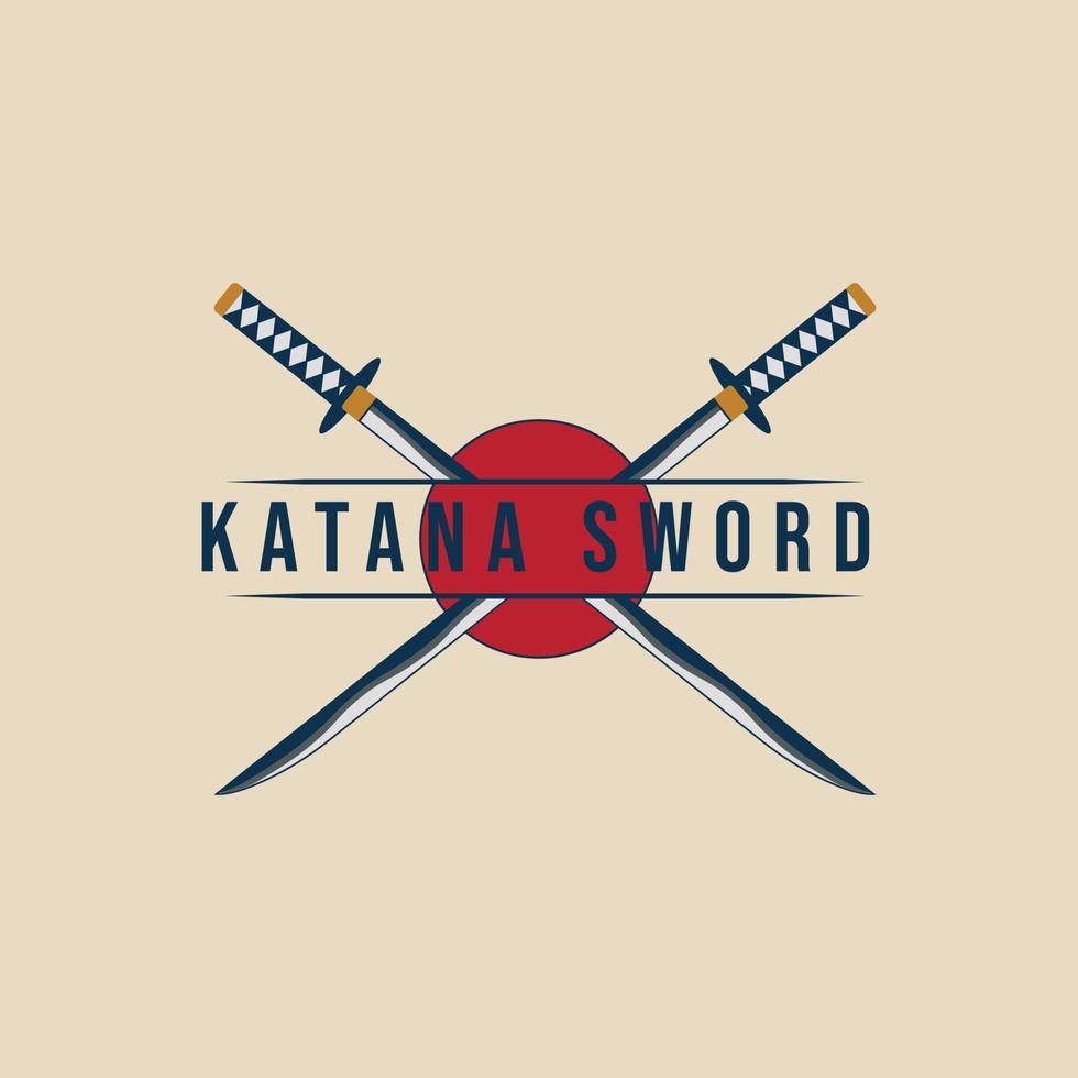 katana spada giapponese Vintage ▾ logo vettore illustrazione design