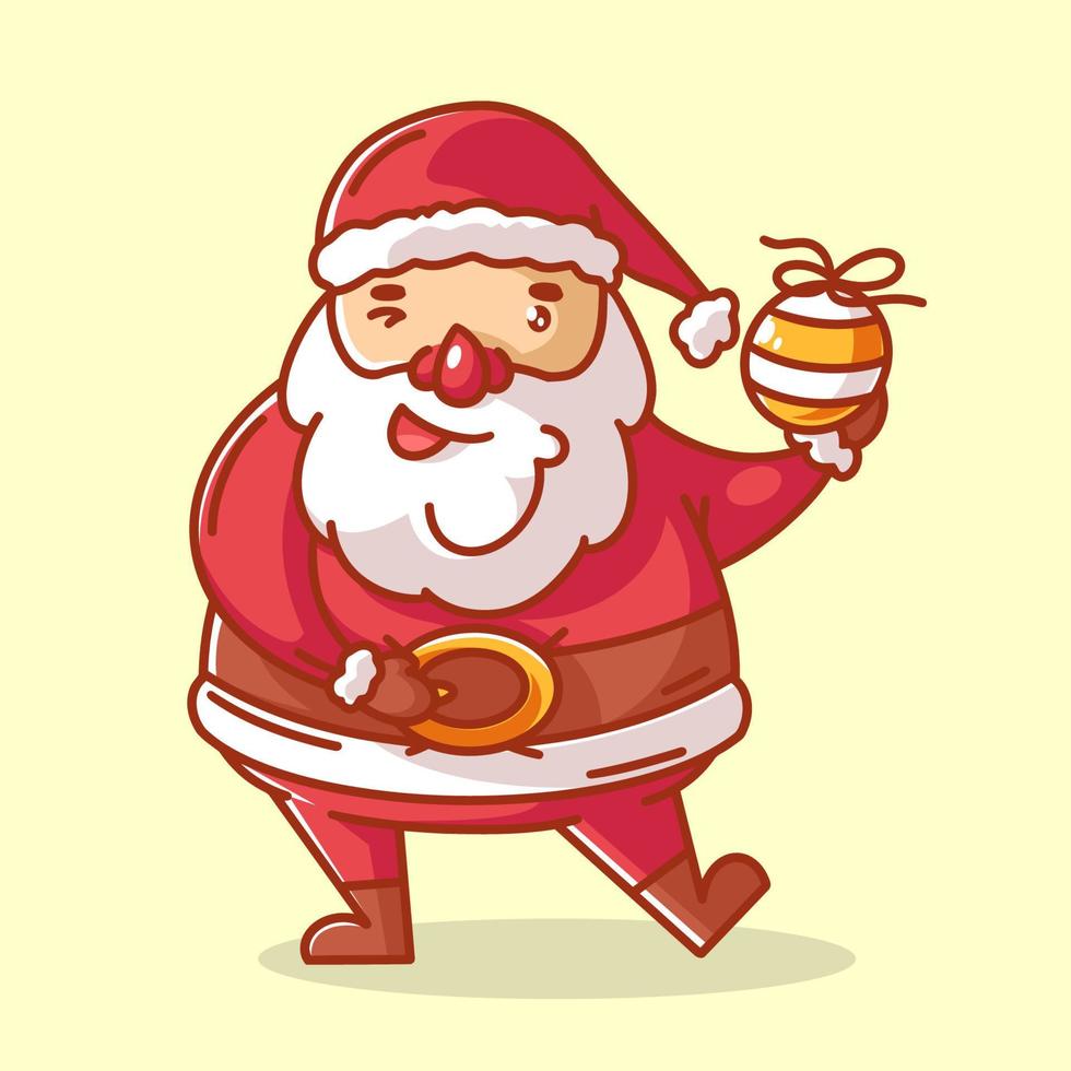 Santa Claus detiene un' Natale palla nel il suo sinistra mano vettore