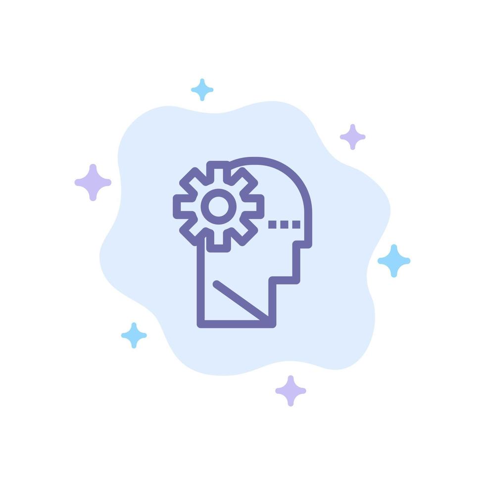 cervello processi apprendimento mente blu icona su astratto nube sfondo vettore